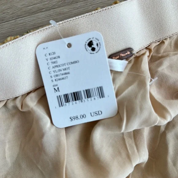 Free people Milly Asymmetrical Mini Skirt women’s sizes med large Apricot Combo - Picture 3 of 4